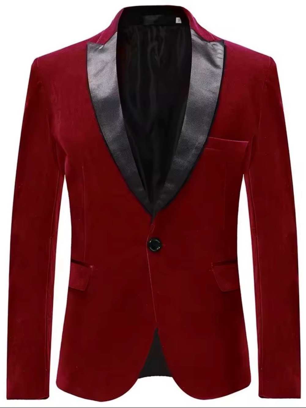 Men's Velvet Shawl Lapel Blazer - burgundy size M